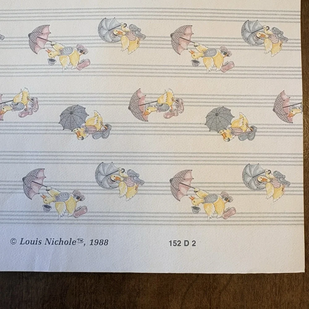Minigraphics 2pcs Raining Ducks Louis Nichole 1988 Dollhouse Wallpaper Miniature